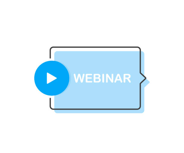 Webinar Icon, with play button. Modern flat style vector illustration Webinar Icon, with play button. Modern flat style vector illustration. professional video camera stock illustrations