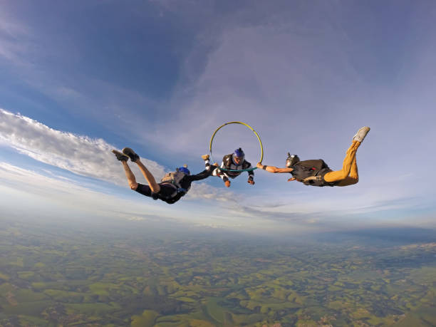 istock Parachutist inside the hula hoop in free fall. 1156337802