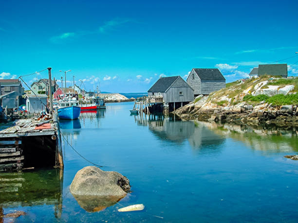 Still waters near a fishing village - Peggy's Cover, NS, Canada stock photo