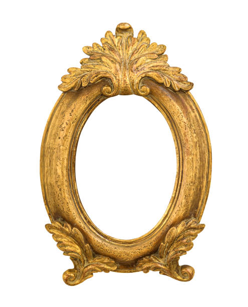 istock Oval golden decorative picture frame isolated on white 1156341572