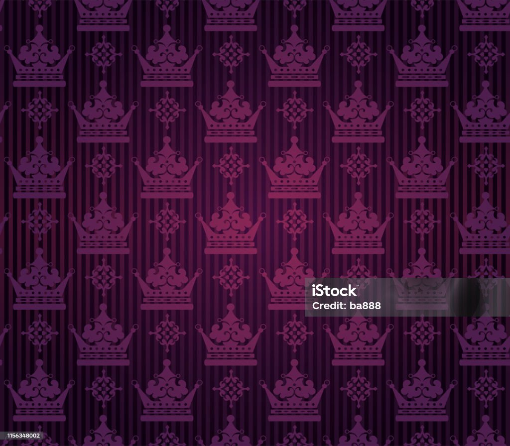 Dark Purple Wallpaper Background Pattern In Royal Style Stock Illustration  - Download Image Now - iStock