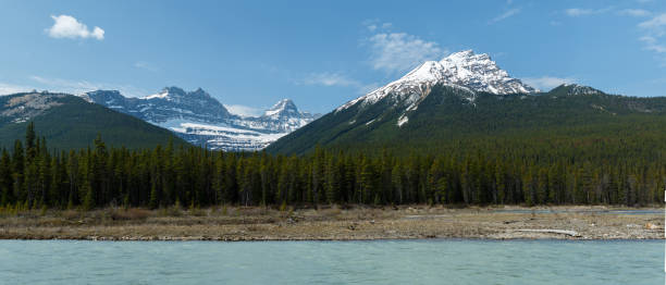 istock River Forest and snow capped moutains panorama 1156351752