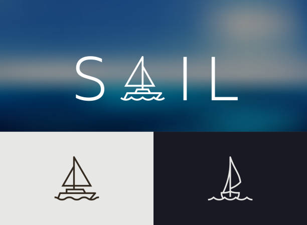 세일링 아이콘 - sailboat sign nautical vessel shape stock illustrations