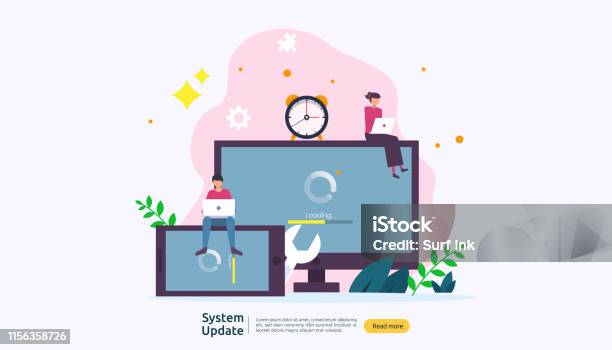 System Operations Update Operation System Update Progress Concept Data Synchronize Process And ...