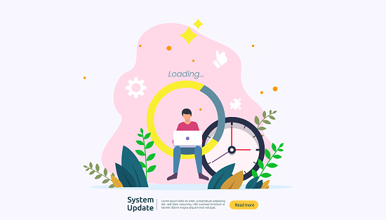 System Operations Update Operation System Update Progress Concept Data Synchronize Process And ...
