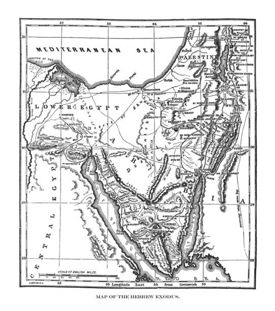 istock Antique illustration - Map of the Hebrew Exodus 1156358743