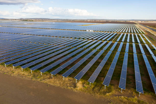 A huge solar farm stock photo