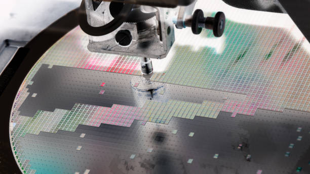 istock Close up silicon wafer negative color in semiconductor manufacturing 1156369242