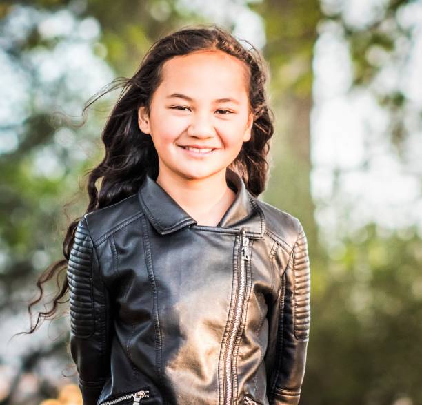 Portrait image of a young Maori girl stock photo