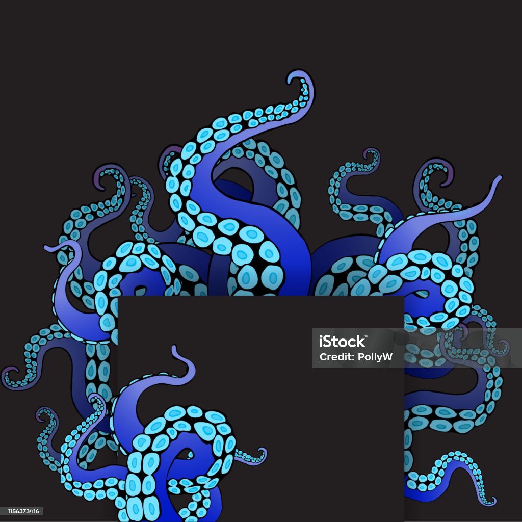 Octopus Round Frame Octopus Frame Design Creative Ocean Doodle Stock Illustration ...