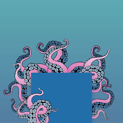 Octopus Round Frame Octopus Frame Design Creative Ocean Doodle Stock Illustration ...