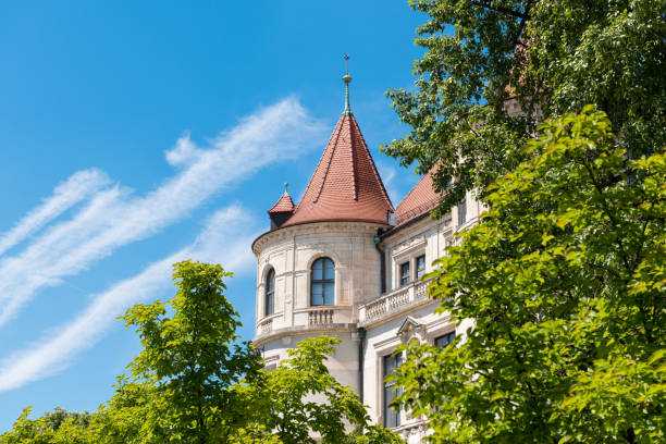 Bell tower of Catholic Holy Cross Church in Offenburg, Germany
