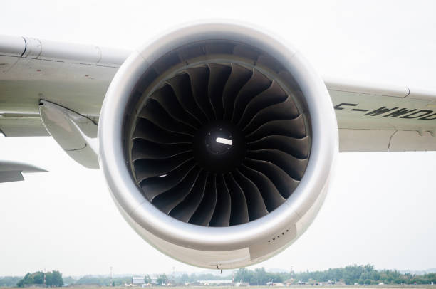 istock Turbojet engine under the wing of a passenger aircraft, Russia. 1156382949