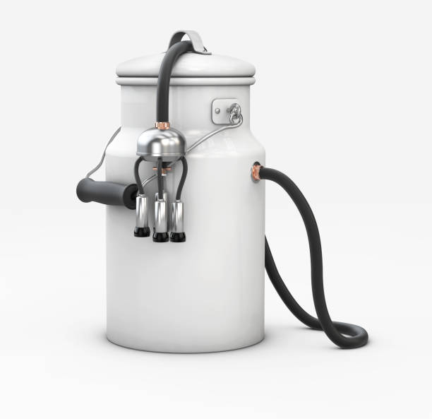 istock 3d Illustration of milk pot with milking unit on white background 1156383752