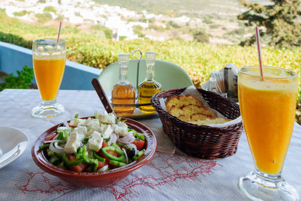 istock Greek Salad cafe Panorama in Rhodes 1156383888