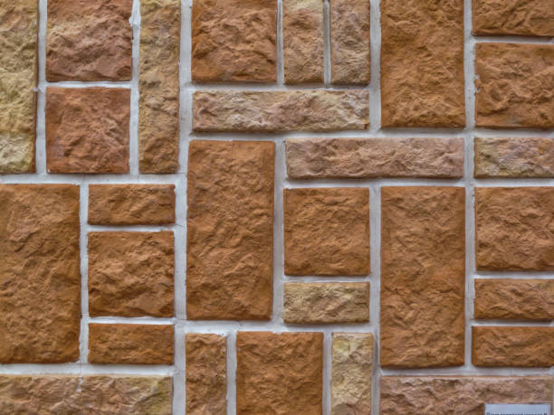istock Brown tile with simulated stone texture of different size. 1156385061