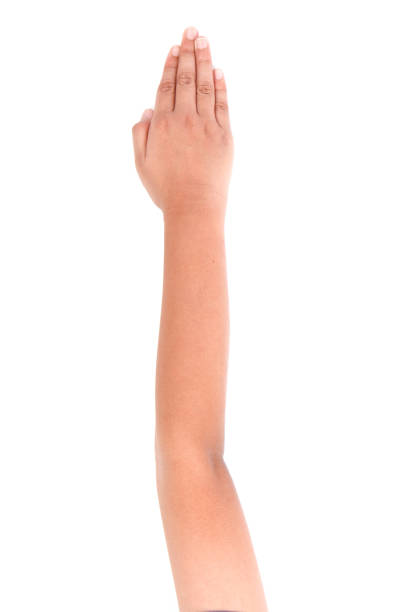 istock Boy hand gestures isolated over the white background. 1156385677