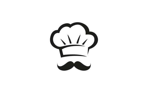 Creative Chef Hat Moustache Design Vector Symbol Illustration Creative Chef Hat Moustache Design Vector Symbol Illustration kitchen symbols stock illustrations