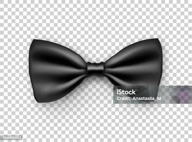 Stylish Black Bow Tie From Satin Material Stock Illustration - Download  Image Now - Bow Tie, Black Color, Vector - iStock