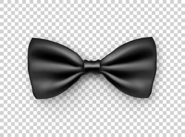 Vector illustration of Stylish black bow tie from satin material
