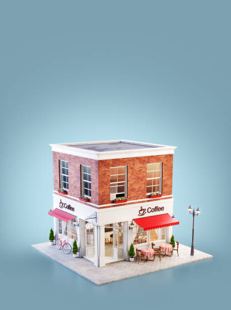 istock Unusual 3d illustration of a cozy cafe 1156390090