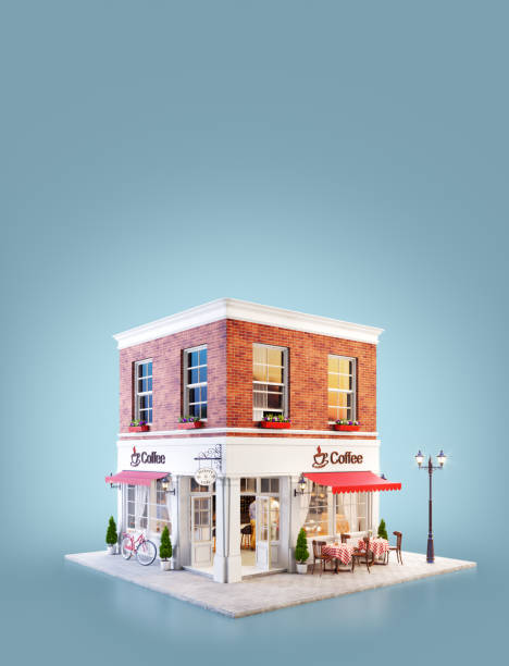 istock Unusual 3d illustration of a cozy cafe 1156390095