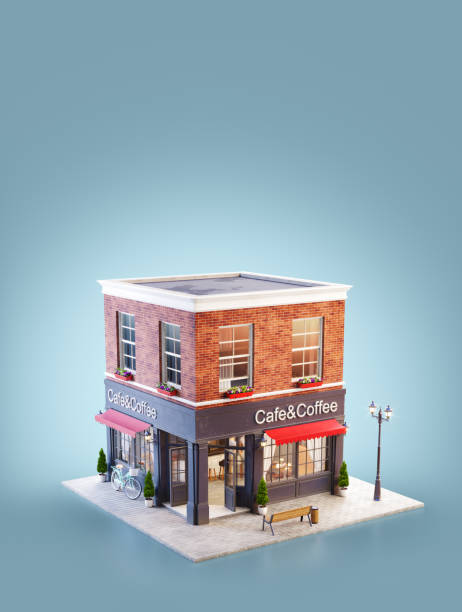 istock Unusual 3d illustration of a cozy cafe 1156390108