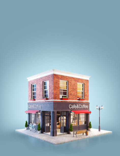 istock Unusual 3d illustration of a cozy cafe 1156390139