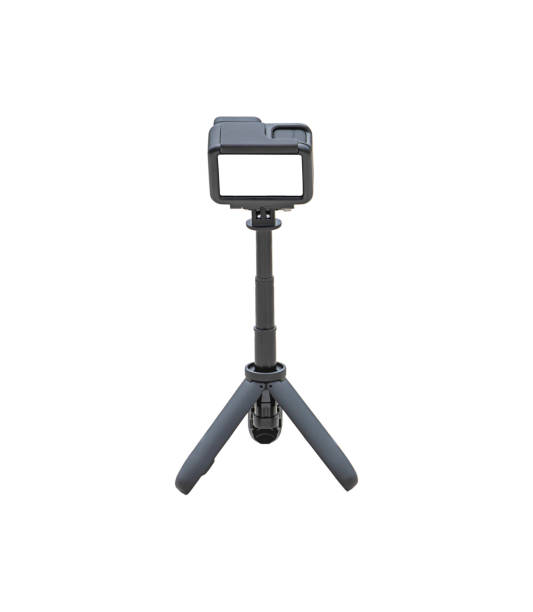 istock Camera and video with small black stand on a white background with clipping path. 1156391843
