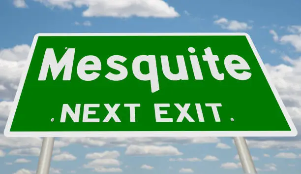 Rendering of a green sign for Mesquite in Nevada