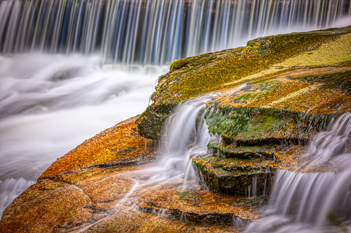 beautiful falling waterfall in the Karkonosze (Krkonoše, Giant Mountains) mountains