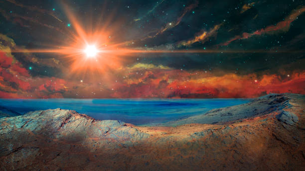 istock Sci-fi landscape with nebula, stars, landscape and sun. https://photojournal.jpl.nasa.gov/jpeg/PIA18394.jpg 1156399236