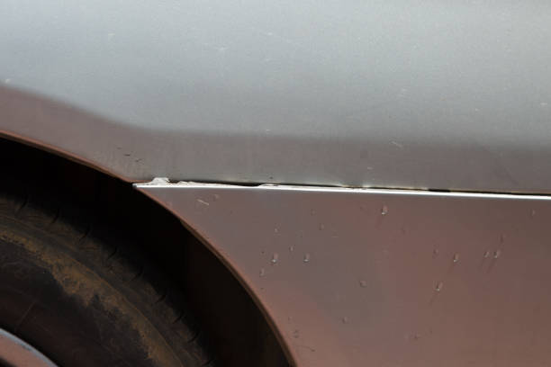 istock Door car with damage on accident with dent on left side 1156401806