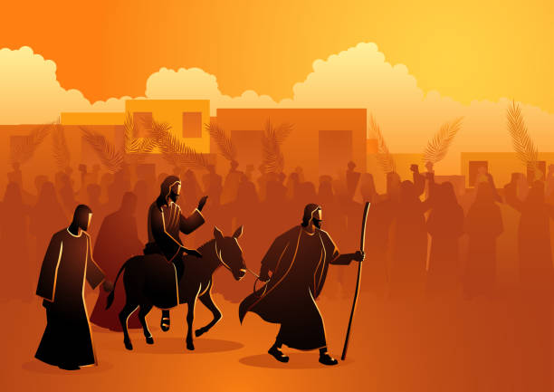 illustrations, cliparts, dessins animés et icônes de jésus vient à jérusalem en tant que roi - roman god illustrations