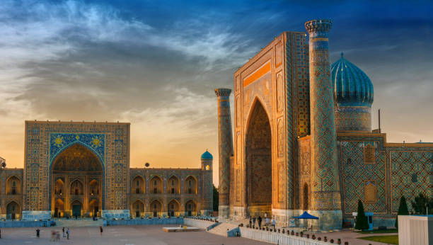 Registan, an old public square in Samarkand, Uzbekistan Registan, an old public square in the heart of the ancient city of Samarkand, Uzbekistan. samarkand stock pictures, royalty-free photos & images