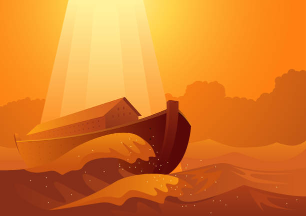 Noah's ark and the great flood Biblical vector illustration series, Noah's ark and the great flood noahs ark stock illustrations