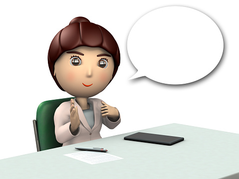 Business woman is explains something.  3D illustration