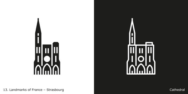 illustrations, cliparts, dessins animés et icônes de strasbourg - strasbourg cathedral - bas rhin