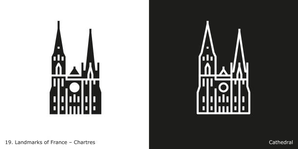 chartres - katedra w chartres - recognizable stock illustrations