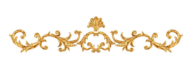 istock Gold ornament baroque style vignette. Hand drawn vintage engraving floral scroll filigree frame. 1156412811