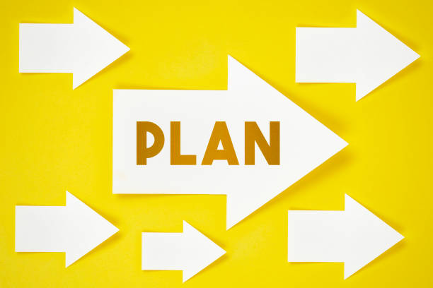 istock Planning Text Concept On Yellow Background Directional Sign 1156420243