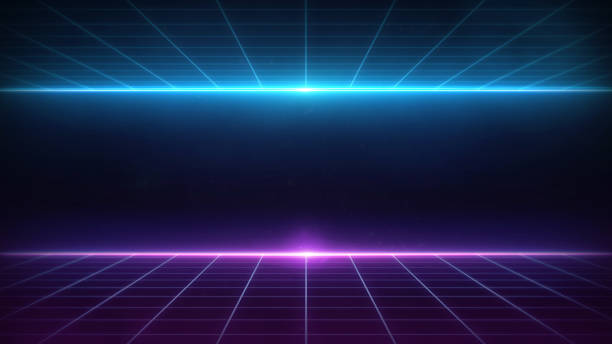 istock Retro Sci-Fi Background Futuristic Grid landscape of the 80`s. Digital Cyber Surface. Suitable for design in the style of the 1980`s 1156423957