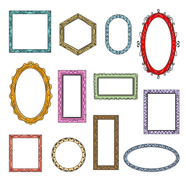 bildbanksillustrationer, clip art samt tecknat material och ikoner med tecknad platt tavelramar - fotografi bild