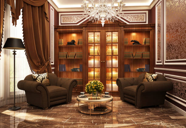 Beautiful library in a luxury house