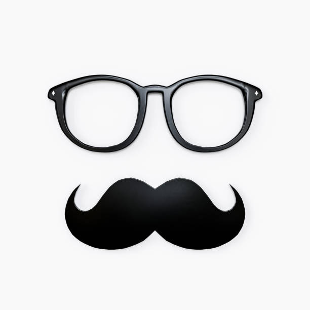 moustache and eyeglasses isolated on white background 3d illustration