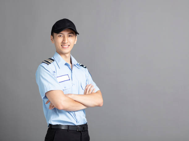 Portrait Of Asian Male Security Guard stock photo