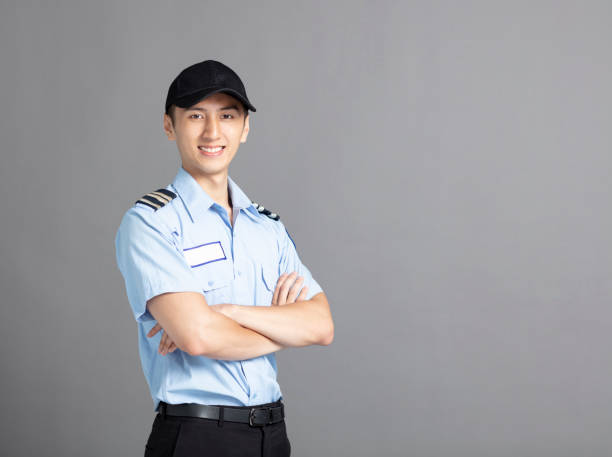 Portrait Of Asian Male Security Guard - fotografia de stock