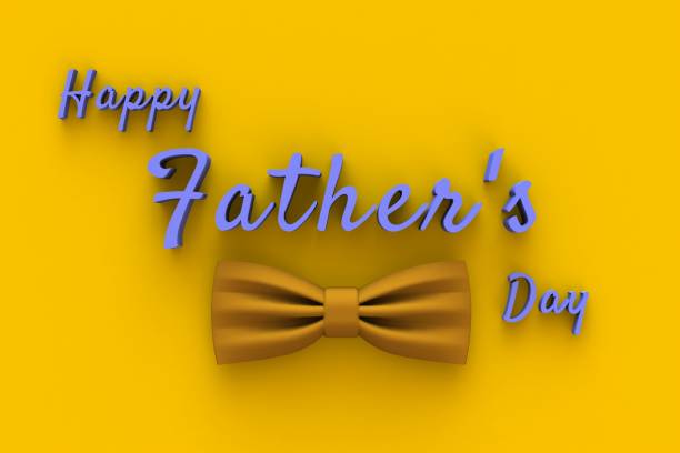 istock Happy Father’s Day greeting card on yellow background, 3d rendering 1156440424