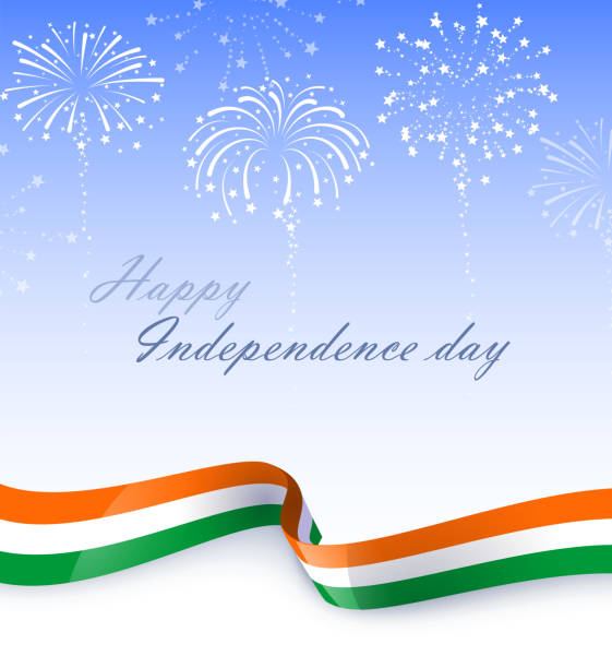 인도 애국 불꽃 놀이 - indian flag india flag independence stock illustrations