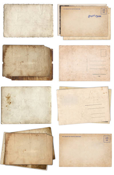 istock Set of various Old papers and postcards with scratches and stains texture isolated 1156446801